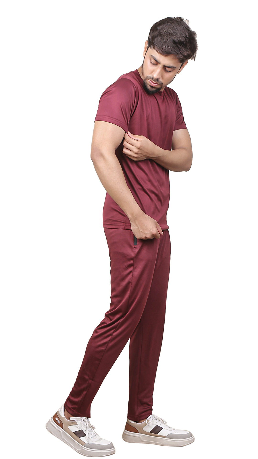 Plain Maroon Majesty Dri-Fit Tracksuit – Summer - Image 3